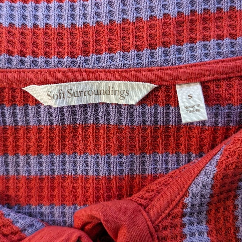 Soft Surroundings long sleeve‎ button front striped purple pink light sweater S - Picture 4 of 5